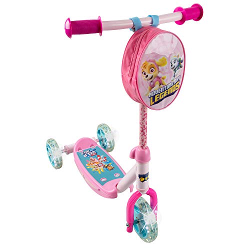 PlayWheels PAW Patrol Skye 3-Wheel Kids Leaning Scooter with Accessory Pouch, Pink