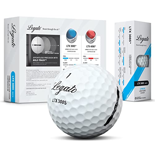 Legato Golf Balls, LTX 3085 | Designed to Help Golfers Break 90 | Maximized Long Distance with Soft Feel | 3 Piece | Urethane Cover | 85 Compression