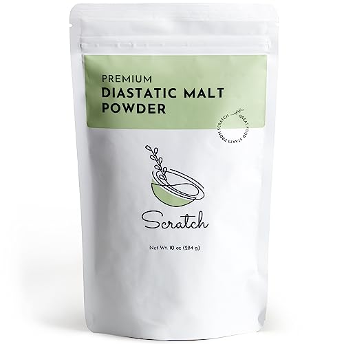Scratch Diastatic Malt Powder for Baking - (10oz) Dried Barley Malt for Baking Bread - Bread Improver - Premium Baking Ingredients for Breads, Pizzas, Pretzels, Desserts, Shakes and More