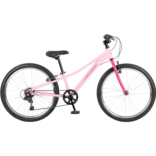 Retrospec Dart 24 Inch Hybrid Kids Bike - 7 Speed for Ages 8-11 Boys and Girls Youth Bicycle with 29' All Season Tires and Shock-Absorbing Suspension