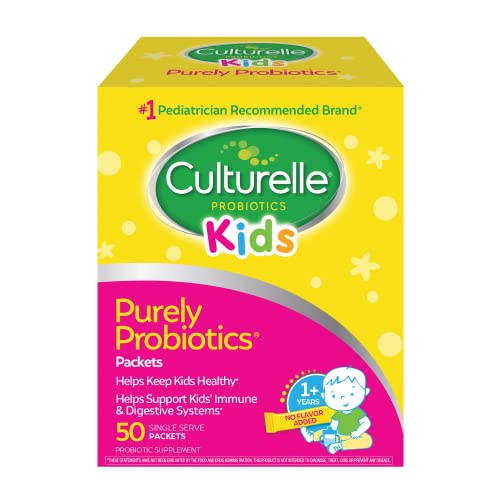 Culturelle Kids Purely Probiotics Packets Daily Supplement, Helps Support Kids’ Immune and Digestive Systems, #1 Pediatrician Recommended Brand, Ages 1+, 50 Count