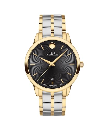 Movado 1881 Men's Watch - Swiss Automatic Movement, Stainless Steel Link Bracelet - 3 ATM Water Resistance - Classic, Luxury Fashion Timepiece for Him - 39mm