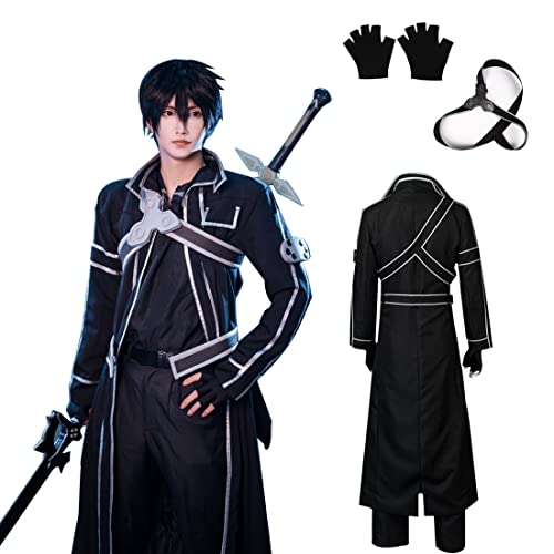 AKTOTO Game SAO Asuna Cosplay and Kirito Cosplay Combat Suit Full Uniform with Accessories and Wig