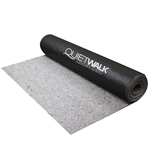 QuietWalk LV Luxury Vinyl, Laminate, or Wood Underlayment (Float, Glue, or Nail) w/Vapor Barrier- Sound Reduction, Compression Resistant, Moisture Protection 6'x60’ Roll (Covers 360 sf) QW360LV
