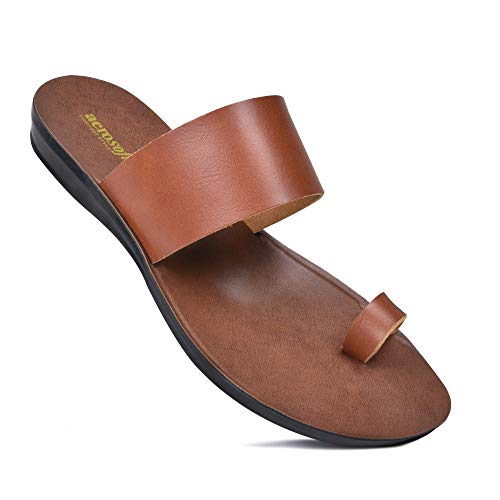 Aerosoft Veawi Orthotic Comfortable Split-Toe Flat Slide Casual Summer Vacation Essentials Arch Support Flip Flop Sandals for Women (US 09, Veawil Soft Brown)