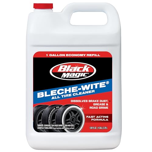 Black Magic 800002222 Bleche-Wite Tire Cleaner, 1 Gallon. - Fast-Acing Formula Dissolves Brake Dust, Grime and Road Film Off Tires