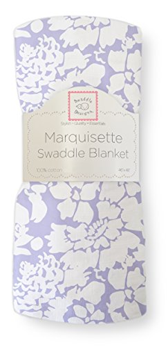 SwaddleDesigns Marquisette Receiving Swaddle Blanket for Baby Boys & Girls, Soft Premium Cotton Muslin, Best Shower Gift, Lavender Lush, Parent Picks Award Winner Small