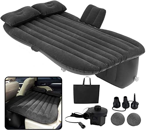 VaygWay Truck and Car Air Mattress – Backseat Air Bed with Pump Kit for Car –Portable Back Seat Travel Air Mattress – Camping Vacation Blow up Bed Cushion - Sleeping Pad with 2 Pillows - Universal Fit