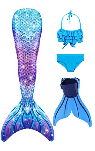 Superband Mermaid Tails with Mono Fin Sparkle Mermaid Swimsuit for Kids Girls Boys,9-10 Years