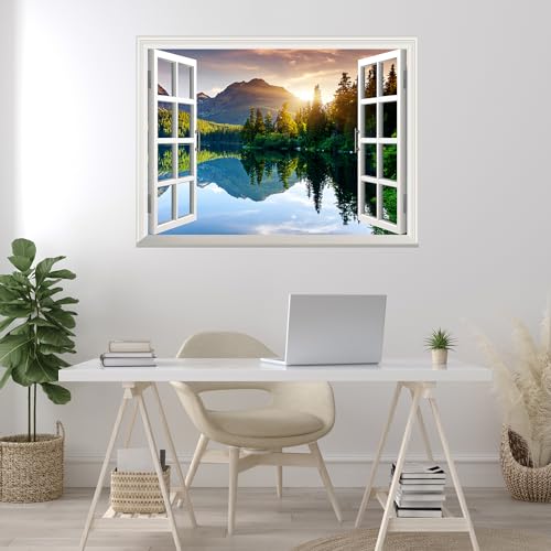 wall26 - Self-Adhesive Wallpaper Large Wall Mural Series (24'x32', Lake and Mountains)
