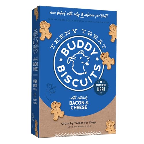 Buddy Biscuits 8 oz. Box Teeny Crunchy Dog Treats Made with Bacon & Cheese