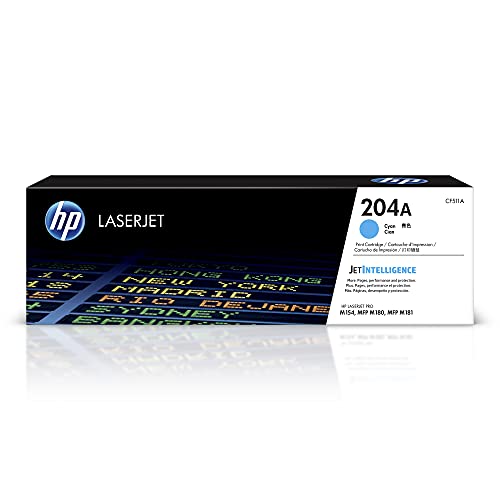 HP 204A Cyan Toner Cartridge | Works with HP Color LaserJet Pro M154 Series, HP Color LaserJet Pro MFP M180, M181 Series | CF511A