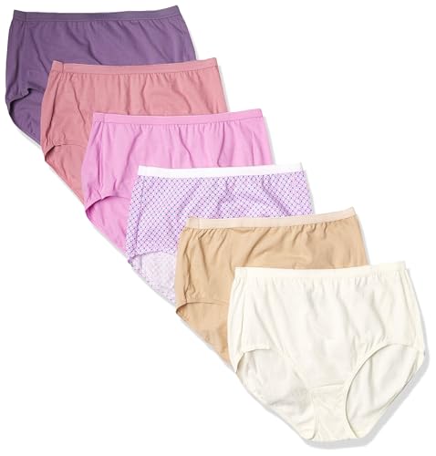JUST MY SIZE womens Cool Comfort Cotton High 6-pack Briefs, Assorted, 12 US