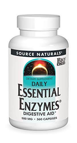 Source Naturals Essential Enzymes 500mg, Bio-Aligned Multiple Enzyme Supplement Herbal Defense for Digestion, Gas, Constipation & Bloating Relief - Supports A Strong Immune System* - 360 Capsules