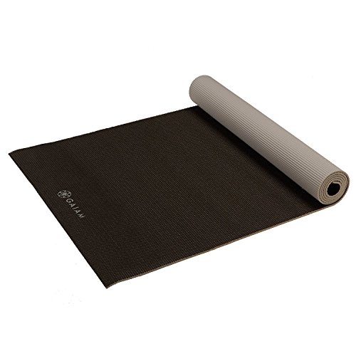 Gaiam Yoga Mat Premium Solid Color Reversible Non Slip Exercise & Fitness Mat for All Types of Yoga, Pilates & Floor Workouts, Granite Storm, 6mm, 68'L x 24'W x 6mm Thick