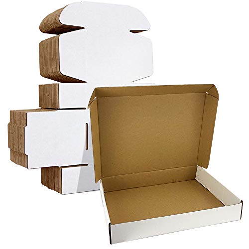HORLIMER 13x10x2 inches Shipping Boxes Set of 25, White Corrugated Cardboard Box Literature Mailer