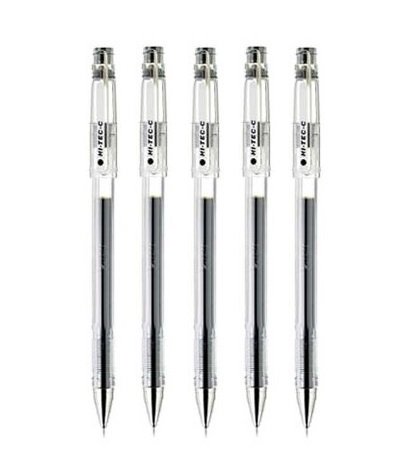 Pilot Hi-Tec-C 04 Gel Ink Pen, Ultra Fine Point 0.4mm, Black Ink, LH-20C4, Value Set of 5