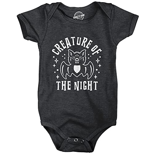 Crazy Dog T-Shirts Creature Of The Night Baby Bodysuit Funny Cute Halloween Bat Graphic Jumper For Infants Funny Baby Onesies Halloween Onesie for Baby Funny Sarcastic Onesie Black 6 Months