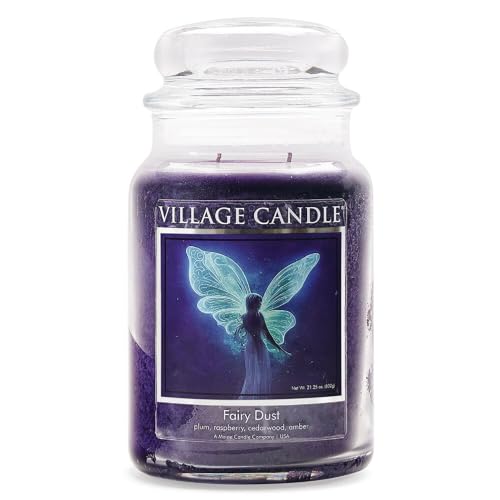 Village Candle Fairy Dust Large Glass Apothecary Jar Scented Candle, 21.25 oz, Purple