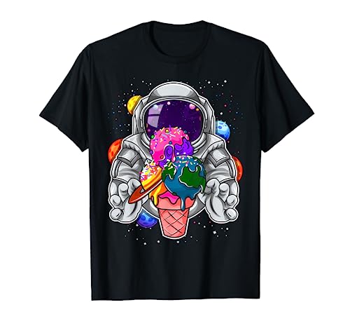 Astronaut Ice Cream Boys Girls Kids Planets Space Cosmonaut T-Shirt