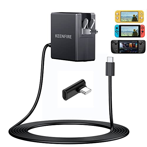 45W Charger for Steam Deck,Nintendo Switch,Switch Lite OLED Super Fast Charging 6.5FT Cable Foldable Plug for TV Mode Dock Supply Power USB Type C