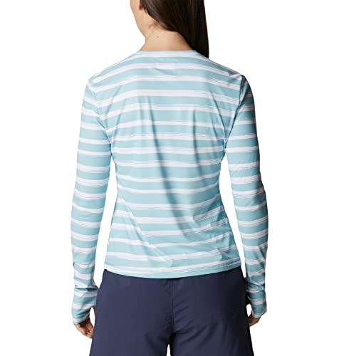 Columbia Women's Sun Deflector Summerdry Long Sleeve Shirt, Sea Wave Brush Stripe, Medium