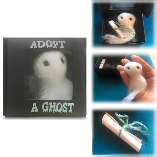 Adopt a Ghost - 2024 New Cute Pocket Ghost with Mini Scroll, Mini Plush Ghost Doll, Ghost Stories, Horror Movies - Creative Gift for Halloween Decor Enthusiasts | Adopt a Ghost