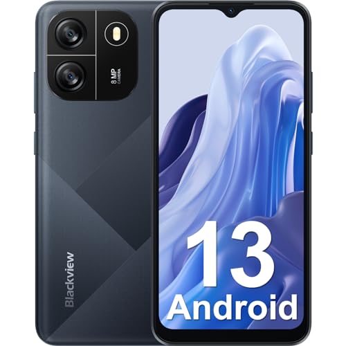 Blackview Wave 6C Unlocked Android Phones, Android 13 Smartphones, 6.52' HD+, 5100mAh 10W Fast, Octa-Core 4GB+32GB/SD 1TB Smart Phone, 8MP+5MP, 3 Card Slots, Face ID Unlock Phone, 4G Dual SIM Phone