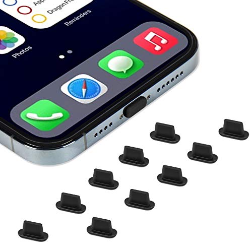 CaseBuy 10x Anti Dust Plugs Compatible with iPhone 14, 14 Pro Max, 13, 13 Pro, 12, 12 Pro Max, 11, 11 Pro, X, XS, XR, 8, 7, iPhone Charging Port Dust Cover | Silicone iPhone Dust Plugs, Black