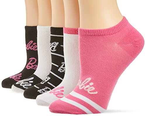 Barbie Womens 5 Pack No Show Casual Sock, White Assorted, 9-11 US