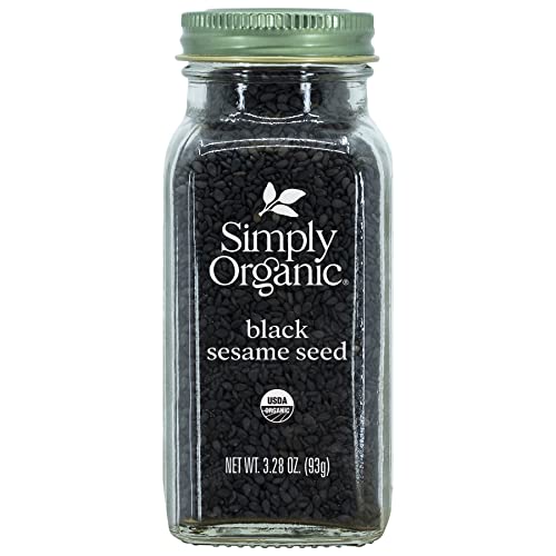 Simply Organic Black Whole Sesame Seed, 3.28-Ounce Jar, Pure, Organic, Un-Hulled, Crunchy, Nutty Umami Flavor, Toasty & Smoky