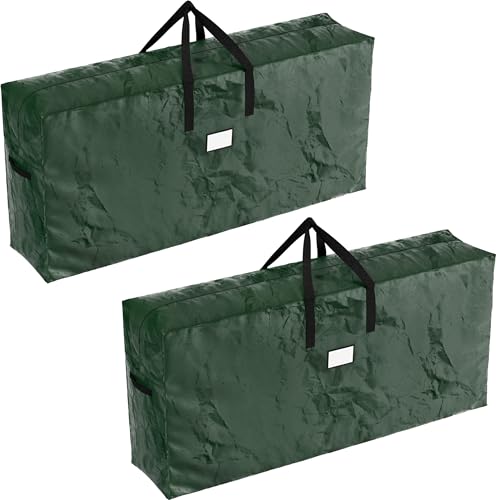 Christmas Tree Storage Bags - Set of 2 Extra-Large Holiday Decoration Totes for Disassembled 9-Foot Artificial Trees and Garlands by Elf Stor (Green)