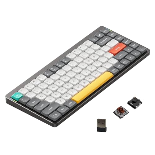 nuphy Air75 Mechanical Keyboard, 75% Low Profile Wireless Keyboard, Supports Bluetooth 5.0, 2.4G and Wired Connection, Compatible with Windows and Mac OS Systems-Gateron Brown Switch
