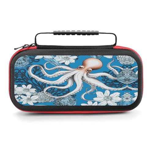 AoHanan Switch Carrying Case Watercolor Octopus Switch Game Case with 20 Games Cartridges Hard Shell Travel Protection Storage Case for Console & Accessories