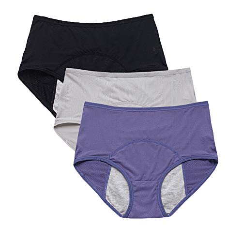 YOYI FASHION Women Mesh Holes Breathable Leakproof Period Panties US Size M/6 Blue Black Gray