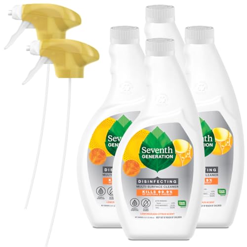 Seventh Generation Lemongrass Citrus Disinfecting Multi-Surface Cleaner - 26 Oz, Pack of 4 (Packaging May Vary)