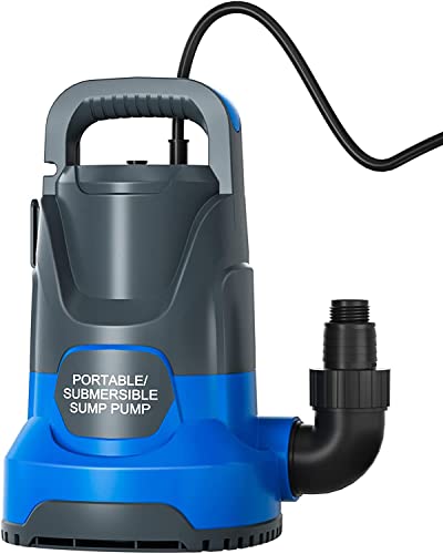 PANRANO 1HP 3500 GPH Sump Pump Submersible Utility Water Pump Portable Transfer Electric Water Sump Pumps with 8 Accessories for Swimming Pool Draining Garden Spa Hot Tub Pond Flood Basement Yard