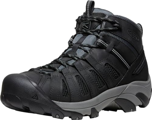 KEEN Utility Men's Flint Mid Height Steel Toe Work Boots, Black/Dark Shadow, 12
