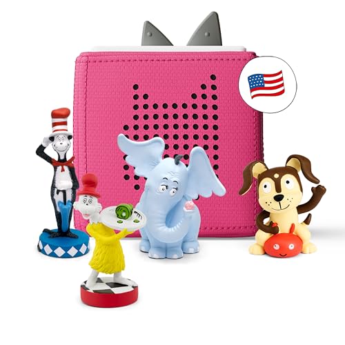 Toniebox Audio Player Starter Set with Sam-l-Am, Horton Hears a Who!, Cat in The Hat, and Playtime Puppy - Listen, Learn, and Play with One Huggable Little Box - Pink