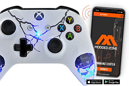 MODDEDZONE Rapid Fire Custom Standard Modded Controller Compatible with Xbox One S/X 40 Mods for All Major Shooter Games (3.5 mm Jack) (Skulls White)