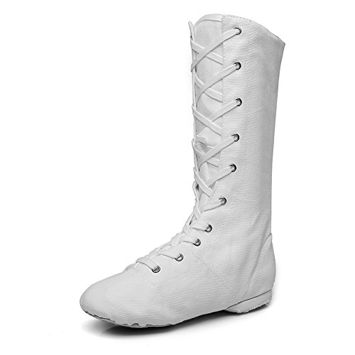 MSMAX Adult Dance Boots High Top Ballet Jazz Dancing Sneakers White 10 M US Women