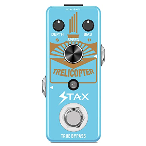 Stax Tremolo Guitar Pedal Trelicopter Guitar Effect Pedal for Electric Guitar with Speed/Bais/Depth Modes Mini Size True Bypass