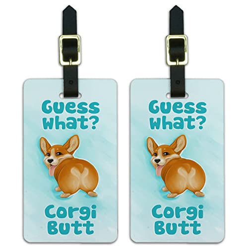 Guess What Corgi Butt Funny Joke Luggage ID Tags Carry-On Cards - Set of 2