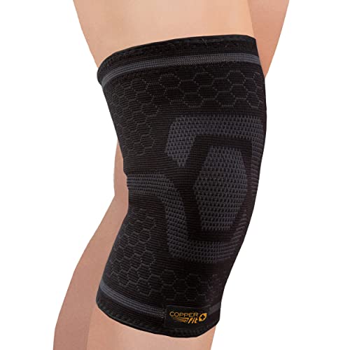 Copper Fit Unisex Adult ICE Sleeve, L/XL Knit Compression Knee Sleeve Infused with Menthol and CoQ10 for Maximum Recovery, Black, Large/X-Large US