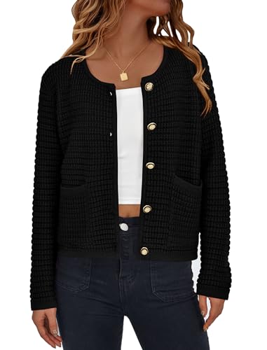 PrettyGarden Women's Cardigan Sweater with Pockets - Fall 2023, Button Down, Long Sleeve, Chunky Knit Outerwear