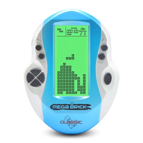 TAQY Creative Block Game Console Adjustable Green Backlight 26 Brick Games Tank Battle/Racing Kid's Electronic Game Puzzle Retro Handheld Portable Game Machine Toys Children/Festival Gifts (Blue)