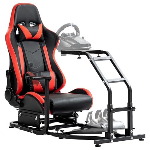 Supllueer Racing Simulator Cockpit with Gaming Seat Fit for Logitech/Thrustmaster/Fanatec G29 G920 G923 T248 T300RS TX F458 T128,Adjustable Race Game Sim Stand No Steering Wheel Pedal Shifter