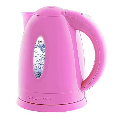 OVENTE Electric Kettle, Hot Water, Heater 1.7 Liter - BPA Free Fast Boiling Cordless Water Warmer - Auto Shut Off Instant Water Boiler for Coffee & Tea Pot - Pink KP72P