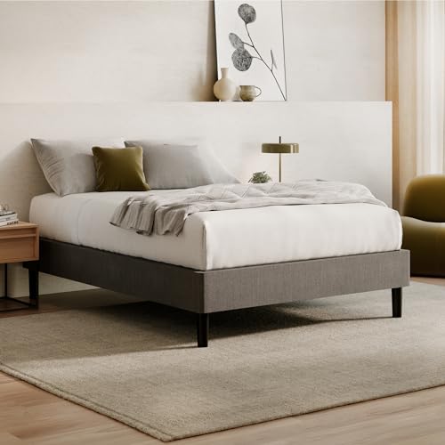 Nectar Bed Frame - Twin - Grey - 8 Inch Legs - Sturdy Wooden Slats for Support - Steel Frame - Contemporary and Durable Upholstery - Holds Up to 700 Pounds - Easy Assembly