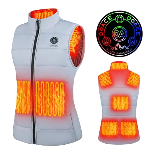 DOACE Heated Vest for Women, Smart Electric Heating Vest Rechargeable, 4 in 1 Smart Controller, Lights-out Design, Battery Not Included, Gray, M